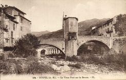 VINTAGE POSTCARD Sospel the Old Old man Bridge On Bevera