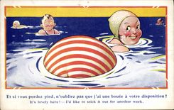 CPA Fantaisie Illustrateur Femme en maillot de bain