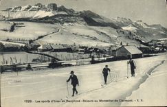 VINTAGE POSTCARD Winter sports Ski Skiers in Monestier de Clermont