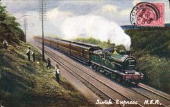 VINTAGE POSTCARD Train Engine Scotch tape Express train