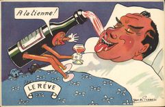 VINTAGE POSTCARD Alcohol Man the dream Jean de Preissac