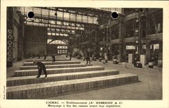 VINTAGE POSTCARD Alcool Cognac Establishments Hennessy Marquage has fire of the cases before their forwarding