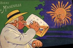 VINTAGE POSTCARD Alcohol Beer of Maxeville TOP Solailt