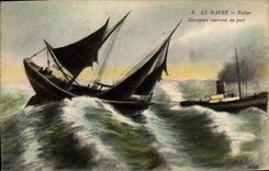 CPA Bateau Voilier Le Havre Voilier desempare rentrant au port 
