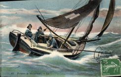 Caballas Sinning de los pescados del barco de la navegación de la POSTAL de la VENDIMIA