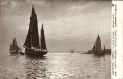 CPA Bateau Voilier Salon de Paris Jobert Le calme du soir 
