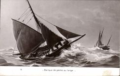 CPA Bateau Voilier Barque de peche au large