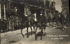 VINTAGE POSTCARD Militaria Festivals of the victory July 14th, 1919