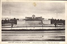 CPA Militaria Cimetiere americain de Romagne Allee principale et chapelle