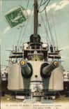 CPA Bateau Guerre Tourelle avant avec pieces jumelles d'un cuirasse moderne