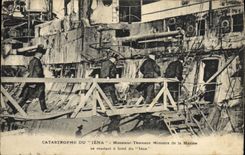 VINTAGE POSTCARD Bateau War Catastrophe of Iena Mr Thomson going Minister for the marine has edge of Iena
