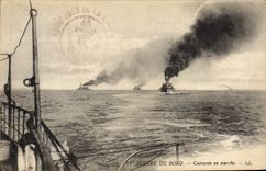 VINTAGE POSTCARD Boat War Armours moving