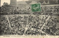 VINTAGE POSTCARD Orange steps of the ancient Theater one day of representation of the French Comedy