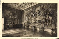 VINTAGE POSTCARD Palate of Fontainebleau Anteroom of the apartments of the pope