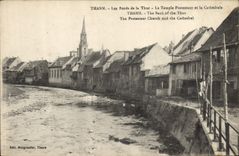 CPA Thann Les bords de la Thur Temple protestant et la cathedrale 