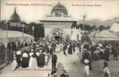 CPA Exposition coloniale Marseimme Biere Brasserie Pavillon de l'amer Picon Distribution des echantillons