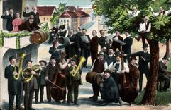 VINTAGE POSTCARD Beer Brewery Violoncello Horns