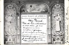 VINTAGE POSTCARD Beer Large Brewery Lorraine Decoration of the big room St Sizier