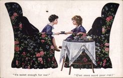 VINTAGE POSTCARD Illustrateur Children It is enough sugar for me!