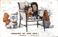 CPA Illustrateur Enfants Chien 