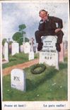 VINTAGE POSTCARD Illustrator Man Tombs Cemetery Donald McGill