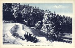 VINTAGE POSTCARD Winter sports Ski Race of Bobsleigh