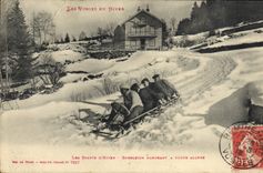 VINTAGE POSTCARD Winter sports Ski the Vosges Bobsleigh going has any pace