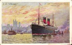 CPA Bateau SS Chicago Cie Gle Transatlantique 