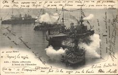CPA Bateau Guerre Visite officielle a bord de l'escadre 