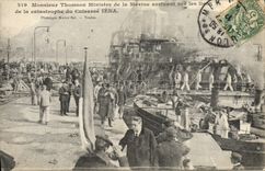 VINTAGE POSTCARD Bateau War Mr Thomson Minister for the navy arriving on the spot Armours Iena