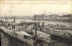 CPA Bateau Guerre Etablissements Schneider Chantiers de Chalon sur Saone Onze torpilleurs en construction