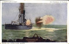 CPA Bateau Guerre Angleterre Salves des pieces d'une bordee