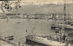 VINTAGE POSTCARD Boat Toulon War View of the quay