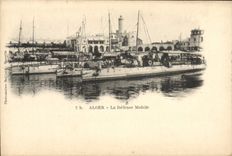 VINTAGE POSTCARD Boat Algiers War mobile defense