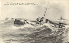 CPA Bateau Guerre Torpilleur par gros temps en manoeuvres