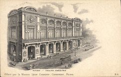 VINTAGE POSTCARD Rheims Large Theater House Leon Chandon Rheims champagne Seen of a cognac cellar