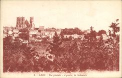 VINTAGE POSTCARD Laon View on the left the cathedral