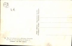 POSTAL Eze de la VENDIMIA y el camino de la cornisa media con lejos el d Antibes y Esterel del cabo