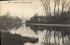 POSTAL Metz de la VENDIMIA el Mosela y el templo protestante