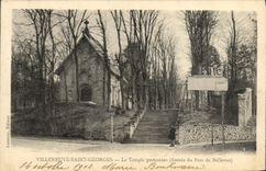 POSTAL Villeneuve santo Jorte de la VENDIMIA la entrada protestante del templo del parque de Bellevue