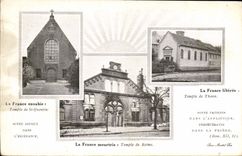 CPA Pour nos eglise envahies Temple de St Quentin Temple de Thann Reims