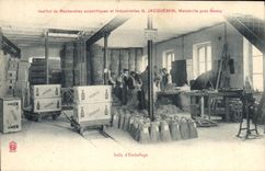 VINTAGE POSTCARD Room of packing Research institute scientists Jacquemin Malzeville close Nancy