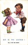VINTAGE POSTCARD Illustrateur Children Say is me sister