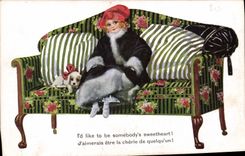 CPA Illustrateur Enfant Chien 