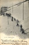 VINTAGE POSTCARD Winter sports Ski Pleasures of winter Toboggan