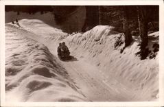 VINTAGE POSTCARD Winter sports Ski Lautaret Tracks Bobsleigh of Perquelin a bob in race