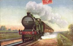 CPA Train Locomotive QNR Kings Cross to Leeds Taking water near Concaster 