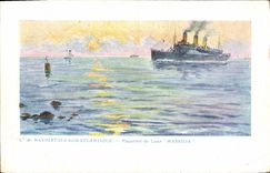 VINTAGE POSTCARD Boat Co Southern Navigation Atlantic Steamer of Massilia luxury