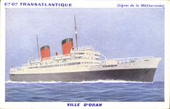 CPA Bateau Cie Gle Transatlantique Ville d'oran Paquebot