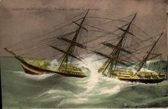 CPA Bateau Marine marchande Trois mats subissant la bourrasque